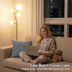 Fiqevs 4 Globe Floor Lamp with 2700K Warm Light LED Bulbs Included, Mid Century Modern Tree Standing Lamp with Frosted Glass Shade, Arc Torch Tall Lamp for Living Room, Bedroom, Office, Antique Brass