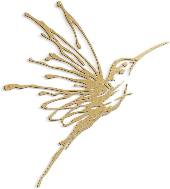 SIGNLEADER Metal Wall Art Decor Flying Bird Minimalist Modern Abstract Wall Sculpture Hangings Home Decoration for Living Room, Bedroom, Bathroom, Kitchen, Outdoor - 36" Gold