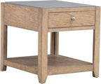 Liberty Furniture Millstone End Table with Unique Tile Top for Living Room - Nutmeg Oak Wood