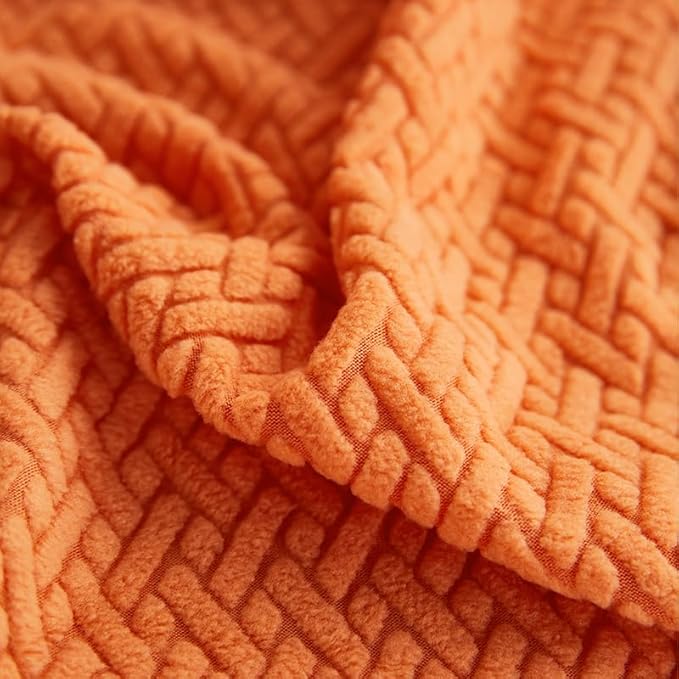Sofa Covers Couch Covers for Sofa Pet Friendly Couch Cushion Covers Universal Sofa Covers Washable Stretch Slipcovers for Sectional Sofa (Texture Orange, 2 Seats + Chaise Cover)