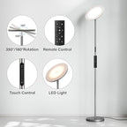 LED Floor Lamp with Remote, Touch Control, Fully Dimmable, Adjustable Brightness, 69 in, Deep Grey