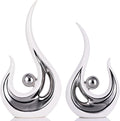 XMGZQ 2pcs White Silver Modern Abstract Art Statue Table Decor,Elegantes Ceramic Statue for Home Décor Accent,Mantel,Bookshelf,Centerpiece Table Decoration for Dining Room,adornos para sala