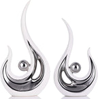 XMGZQ 2pcs White Silver Modern Abstract Art Statue Table Decor,Elegantes Ceramic Statue for Home Décor Accent,Mantel,Bookshelf,Centerpiece Table Decoration for Dining Room,adornos para sala