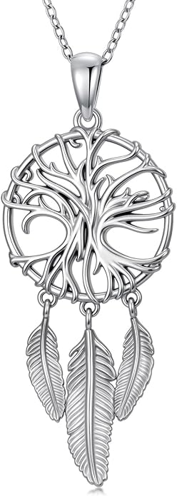 Dream Catcher Necklace for Women 925 Sterling Silver Dream Catcher Pendant Necklace Dreamcatcher Jewelry for Women