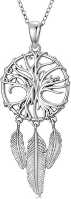 Dream Catcher Necklace for Women 925 Sterling Silver Dream Catcher Pendant Necklace Dreamcatcher Jewelry for Women