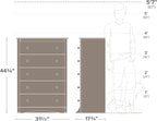 Prepac Sonoma Superior 5-Drawer Dresser for Bedroom - Spacious and Stylish Chest of Drawers, Measuring 17.75"D x 31.5"W x 44.75"H, In Black Finish