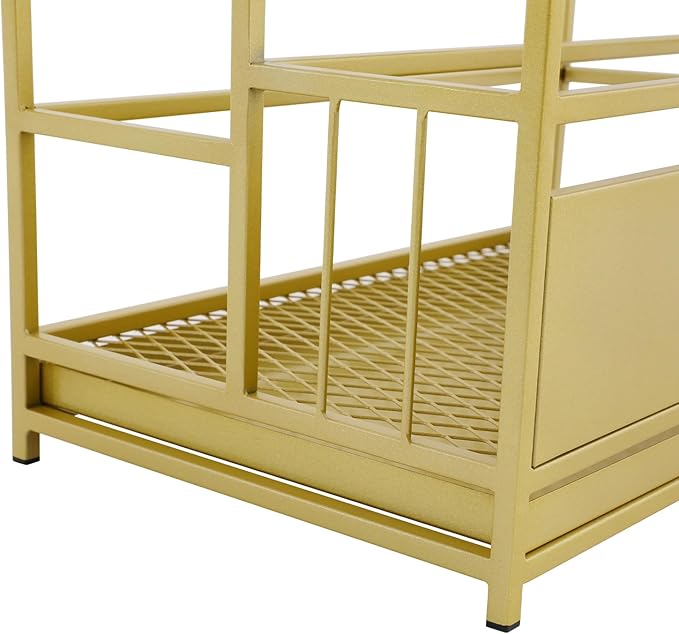 Commercial Metal Umbrella Holder Umbrella Stand with Drip Tray Entrance Umbrella Organizer Large Capacity Umbrella Rack for Home, Office, Apartment, Hotel (Gold, 18.9 * 11 * 26in)