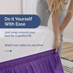 Wrap Around Dust Ruffle Bed Skirt - Purple - for Full Size Beds with 24 Inch Drop - Easy Fit Elastic Strap - Adjustable Pleated Bedskirt w/Brushed Fabric - Wrinkle Free - for Women, Men, Kids & Teens