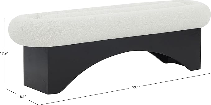 SAFAVIEH Couture Collection Carsen Ivory Boucle/Black Bench (Fully Assembled)