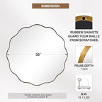 ANDY STAR Brushed Gold Round Wall Mirror 30 Inch, Brass Round Bathroom Mirrors for Over Sink, Anti-Rust Brass Circle Mirror for Bathroom, Entryway