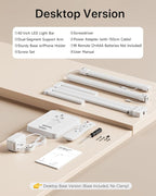 ONEMIX 42" LED Desk Lamp for Home Office, Eye-Caring Desk Light with Adjustable 4-Segment Bar, 1800LM Bright, Remote, Architect Table Lamp with Base for Dual Monitors, Reading, Study, Workbench(White)