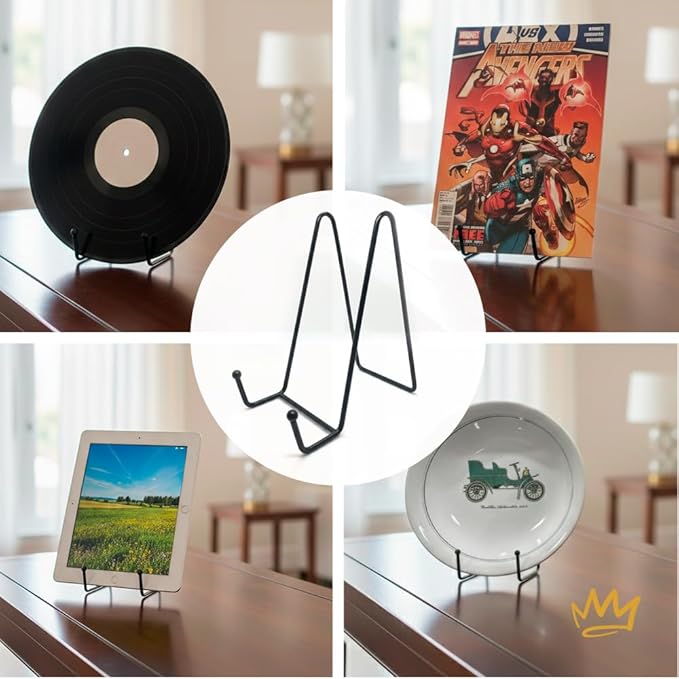 KINGDOM SOLUTIONS 6" 2-Pack Metal Stands Black – Book Stand – Sturdy Plate Holder for Art, Pictures, Books, Frames, and Decorative Displays