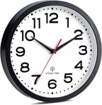 Atomic Wall Clock 10 Inch, Modern Clock Battery Operated Classic Analog Decorative for Kitchen, Living Room, Office, Bedroom, Bathroom (Black)