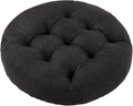 Meditation Floor Pillow, Round Floor Cushions for Adults, Button Tufted Seat Cushions for Yoga Tatami Living Room, Black, 22 x 22 x 4 in