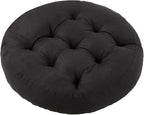 Meditation Floor Pillow, Round Floor Cushions for Adults, Button Tufted Seat Cushions for Yoga Tatami Living Room, Black, 22 x 22 x 4 in