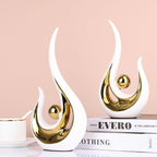 XMGZQ 2pcs White and Gold Modern Abstract Art Statue Table Decoration,Elegantes Ceramic Statue for Home Décor Accent,Mantel,Bookshelf,Centerpiece Table Decorations for Dining Room,adornos para sala