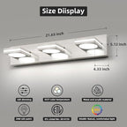 OKELI LED Modern Bathroom Vanity Light Fixtures (3-Light, 22-Inch), Brushed Nickel Acrylic Bathroom Wall Lighting Fixtures Over Mirror, 3CCT, ETL Listed, Dimmable