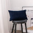 Navy Striped Couch Pillow Cases: 2 Pack 12x20 Inch Original Velvet Rectangular Throw Pillow Covers for Farmhouse Home Decor