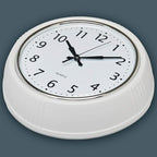 Bernhard Products Retro Wall Clock 9.5 Inch White Kitchen 50's Vintage Design Round Silent Non-Ticking Quality Quartz Clock for Home Office Nursery Bathroom Classroom Easy to Read (White)