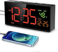 Netzu Alarm Clocks for Bedrooms, Digital Alarm Clock with Date Temperature and Weekday, Manual DST, Snooze, 2 Alarms, 4 Volumes for Living Room Home Bedside Desk