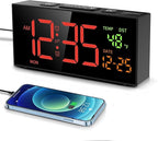 Netzu Alarm Clocks for Bedrooms, Digital Alarm Clock with Date Temperature and Weekday, Manual DST, Snooze, 2 Alarms, 4 Volumes for Living Room Home Bedside Desk