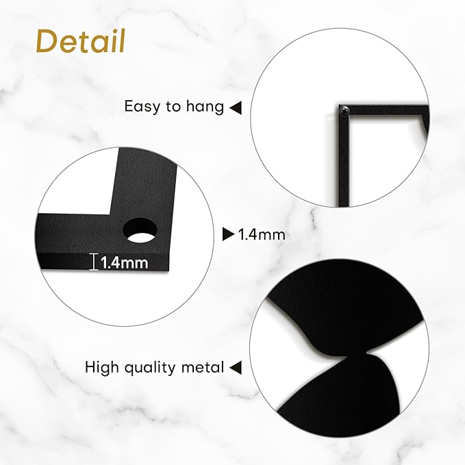 SIGNLEADER Metal Wall Art Decor Abstract Shapes Illustrations Minimalist Modern Abstract Wall Sculpture Hangings Home Decoration for Living Room, Bedroom, Bathroom, Kitchen, Outdoor - 36" Black