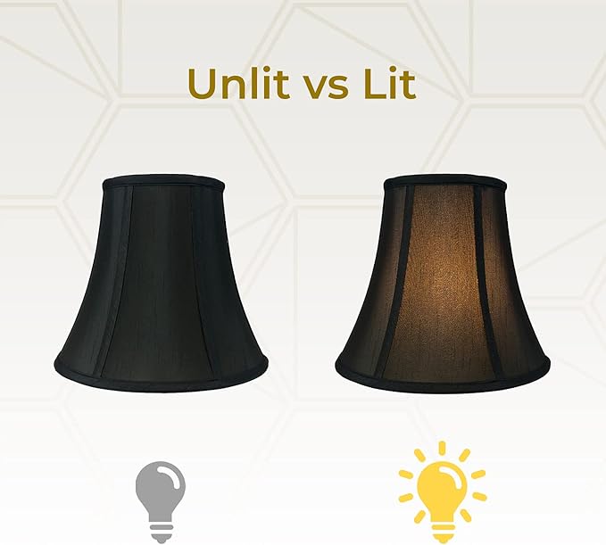 RDI Set of 2 True Bell Basic Lamp Shade, Quality Fabric, Stylish Design, BSO-704-12BLK/GL-2, Black, 6.5 x 12 x 10.5 in, 2 Pack