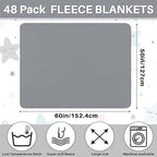 Newwiee 48 Pcs Fleece Throw Blankets Bulk 50'' x 60'' Oeko-tex Standard 100 Certified Spring Outdoor Wedding Guest Blankets Lightweight for Sleepover Donation Lap Pet Sofa Home (Gray)