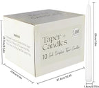 100Pack White Taper Candles, 7-8 Hours Burn Time, Unscented, Smokeless and Dripless, 0.75 x 10 Inch Dinner Candle Set for Household, Wedding, Party and Home Décor Candlesticks
