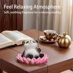 Lotus Panda Incense Holder Cute Animal Figurine Incense Burner Flower Stand Ash Catcher Creative Cartoon Resin Panda Statue for Home Room Decor Meditation Yoga Spa