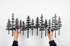 Jidecor Metal Pine Tree Wall Art Decor Nature Home Decor Cedar Trees Metal Sign Wall Decorations for Living Room, Forest Decor, Nature Lover Gift (Rustic, black, 33.9" L x 15.3" W)