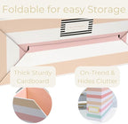 BLU MONACO | Cardboard Magazine File Holder Set of 4 | Vertical Magazine File Holder with Gold Label Slots | Standing File Holder and Cardboard Bins for Shelves Desk Classroom