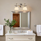 ANDY STAR Brushed Nickel Vanity Light, 2-Light Bathroom Light Fixtures with Milky White Bell-Shape Glass Shades, Eye-Friendly Bathroom Wall Lamp for Mirror, Kitchen, Bedroom, Hallway