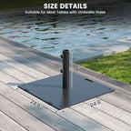 Sundale Outdoor Umbrella Base 40lbs with Stainless Steel Umbrella Tube, Heavy Duty Square Steel Umbrella Stand with Roller, Black