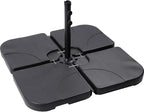 Sunnyglade 4PCS 176LB Square Shaped Water Or Sand Filled Umbrella Base Cantilever Offset Patio Market Umbrella Base Stand with U Locking (Black)