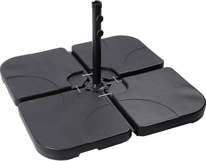 Sunnyglade 4PCS 176LB Square Shaped Water Or Sand Filled Umbrella Base Cantilever Offset Patio Market Umbrella Base Stand with U Locking (Black)
