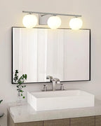 New Bathroom Vanity Light Fixtures 3 Lights Brushed Nickel Glass Shade Modern Wall Bar Sconce Over Mirror