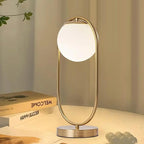 Mid Century Modern Table Lamp White Glass Shade Nightstand Lamp Small Gold Table Lamp for Bedside Bedroom Living Room Office