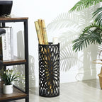 SONGMICS Umbrella Stand, Umbrella Holder for Entryway, Steel Round Umbrella Rack Freestanding, for Canes Walking Sticks, with a Detachable Drip Tray, 2 Long and 2 Short Hooks, Matte Black ULUC20B