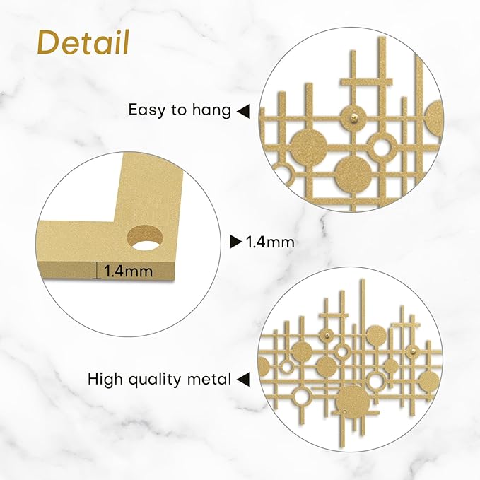 SIGNLEADER Metal Wall Art Decor Gold Circle Abstract Shapes Minimalist Modern Abstract Wall Sculpture Hangings Home Decoration for Living Room, Bedroom, Bathroom, Kitchen, Outdoor - 18" Gold