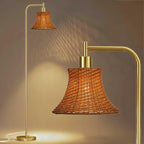 67" Modern Vintage Floor Lamp with Rattan Lampshade - Ideal for Living Room, Bedroom & Office - Heavy Base, Pedal Switch, Stable & Convenient Lighting Solution(Include E26 Bulb)