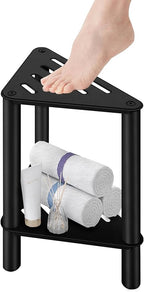 Shower Foot Rest, Shower Stool for Inside Shower, Stainless Steel Waterproof Shower Stool for Shaving Legs - Corner Bathroom Bench Seat with Storage Shelf for Small Shower Spaces