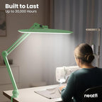Neatfi XL Nail Desk Lamp with Clamp, 2200 Lumens, 20-Inch Wide Head, Dimmable 4 Levels, 6500K, LED Task Light for Manicure Table, Crafts, Workbench, Office (Non-CCT, Midnight Green)