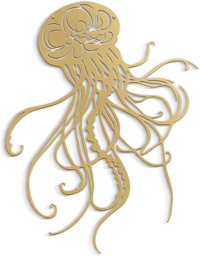 SIGNLEADER Metal Wall Art Decor Octopus Minimalist Modern Abstract Wall Sculpture Hangings Home Decoration for Living Room, Bedroom, Bathroom, Kitchen, Outdoor - 30" Gold