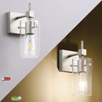 SOLFART 1 Light Vintage Vanity Light Brushed Nickel Bathroom Light Fixture Over Mirror for Bath Glass Shade Wall Light Modern Light Fixture