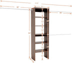 117 inch Large Wall-Mounted Closet Organizer with 5 Storage Shelves and 3 Hanging Rods – Open Wardrobe System (walnut)