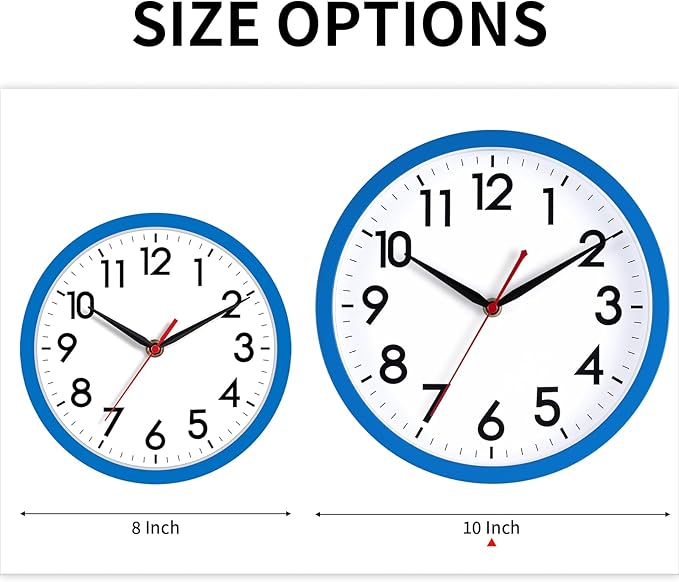 AKCISOT Wall Clock 10 Inch Silent Non-Ticking Modern Clocks Battery Operated - Analog Classic for Office, Home, Bathroom, Kitchen, Bedroom, School, Living Room(Blue)