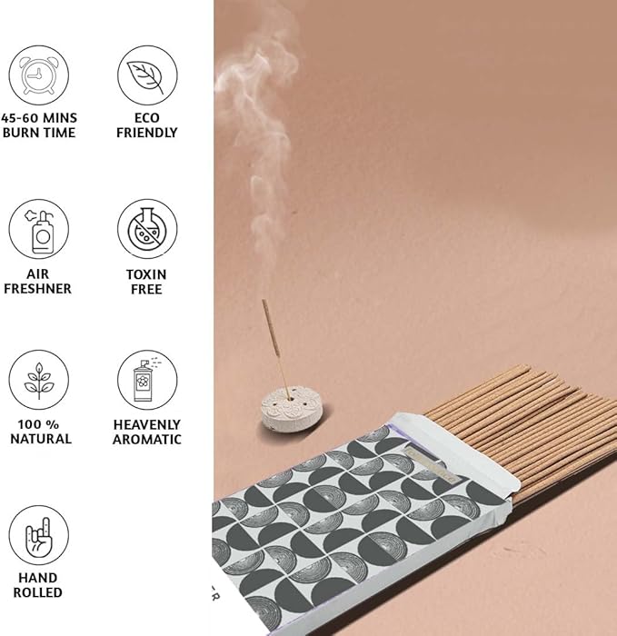 Folkulture Incense Sticks | Set of 120 Insence-Sticks with Holder for Relaxation | Leather Oud Incense| Organic, Slow Burning & Non Toxic Inscents | Luxe Fragrances for Meditation, Relaxation