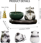 Fishing Panda Incense Holder Cute Animal Figurine Incense Burner Ash Catcher Creative Cartoon Resin Panda Statue for Home Room Decor Meditation Yoga Spa