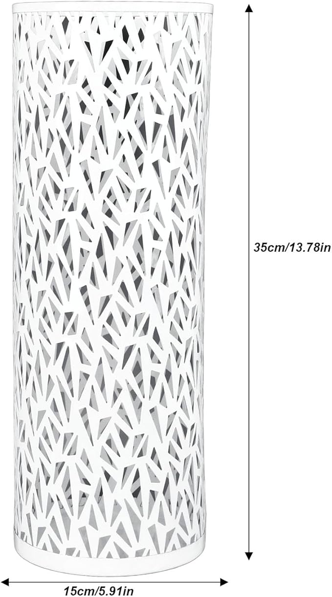 Umbrella Stand Umbrella Holder for Entryway,Umbrella Stand Rack,Metal Hollowed Freestanding Round Umbrella Holder Organizer Bin,Umbrella Rack Organizer Freestanding for Home Hotel Office(Medium-White)